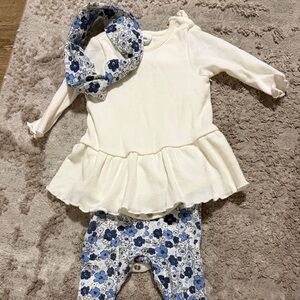 Kids Cream and Blue Floral Matching Set